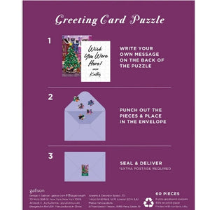 Galison Mudpuppy Puzzle Square Greeting Card - Joy LaForme Christmas Square