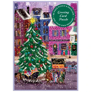 Galison Mudpuppy Puzzle Square Greeting Card - Joy LaForme Christmas Square