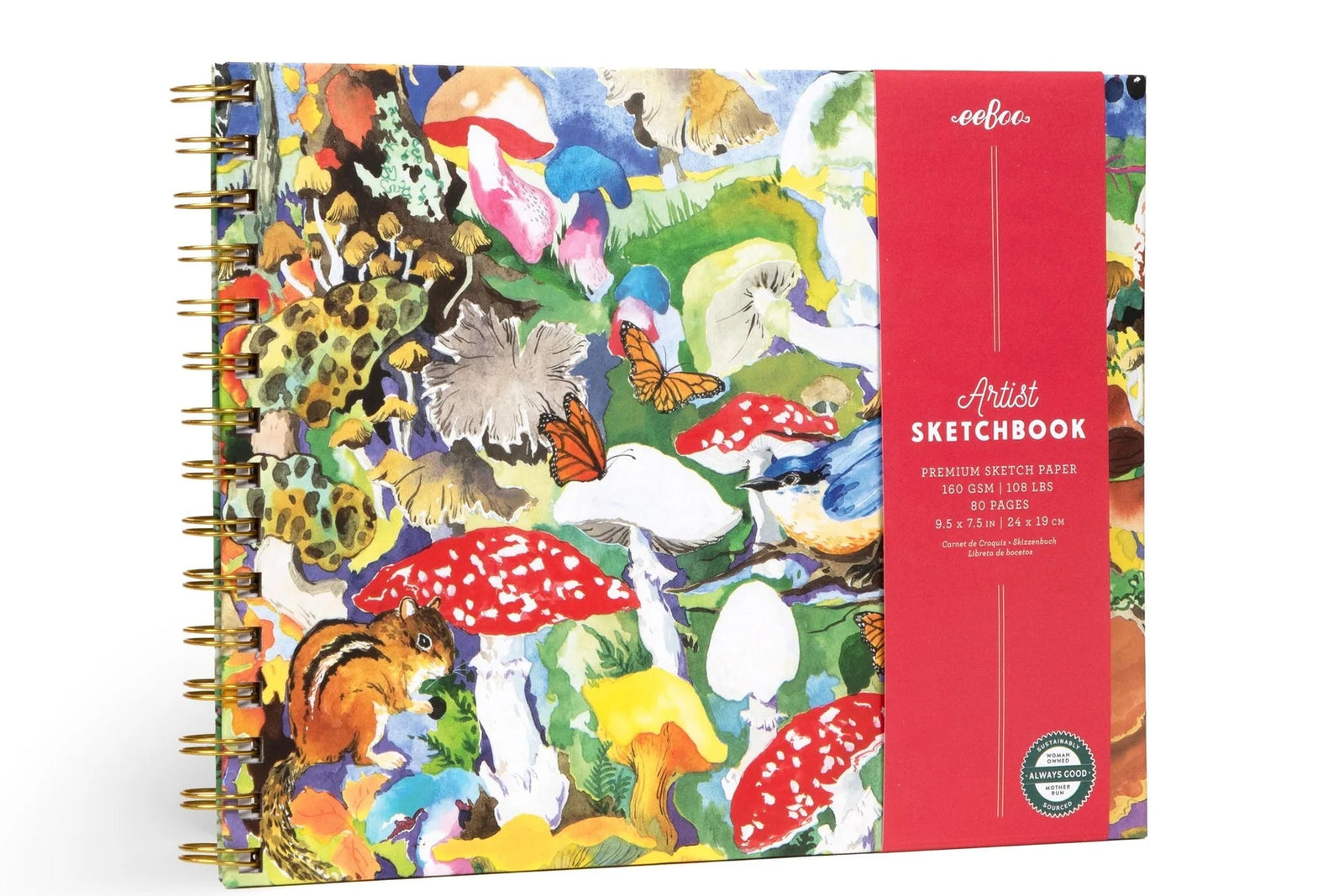 eeBoo Art Mushroom Hardcover Artist Sketchbook - Treasure Island Toys
