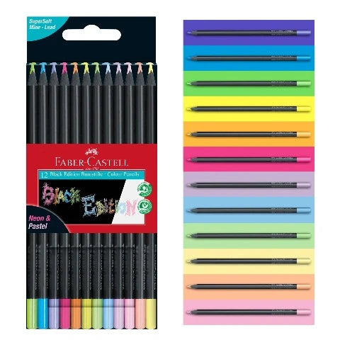 Faber-Castell Black Edition Color Pencils, Neon & Pastel