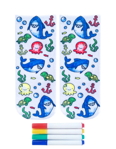 Living Royal Colouring Ankle Socks Ocean Pals - Treasure Island Toys