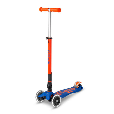 Micro Scooter Maxi Foldable  LED Scooter - Neon Blaze Orange/Blue