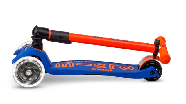 Micro Scooter Maxi Foldable  LED Scooter - Neon Blaze Orange/Blue