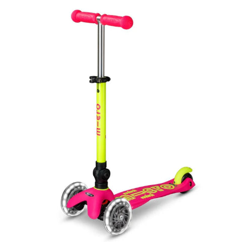 Micro Scooter Mini Foldable  LED Scooter - Neon Flamingo Pink/Yellow