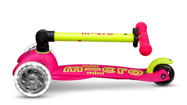 Micro Scooter Mini Foldable  LED Scooter - Neon Flamingo Pink/Yellow