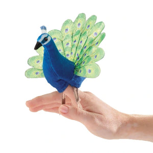Folkmanis Finger Puppet - Peacock - Treasure Island Toys