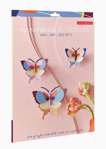 Studio Roof Plum Fringe Butterflies, Set of 3 - Treasure Island Toys