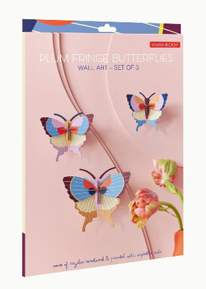 Studio Roof Plum Fringe Butterflies, Set of 3 - Treasure Island Toys