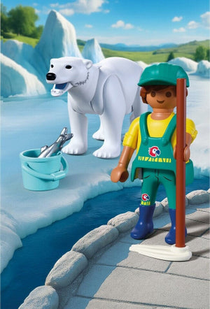 Playmobil Zoo Polar Bear and Zookeeper