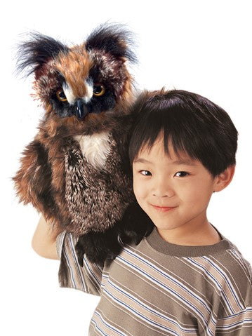 Folkmanis Puppet - Great Horned Owl - Treasure Island Toys