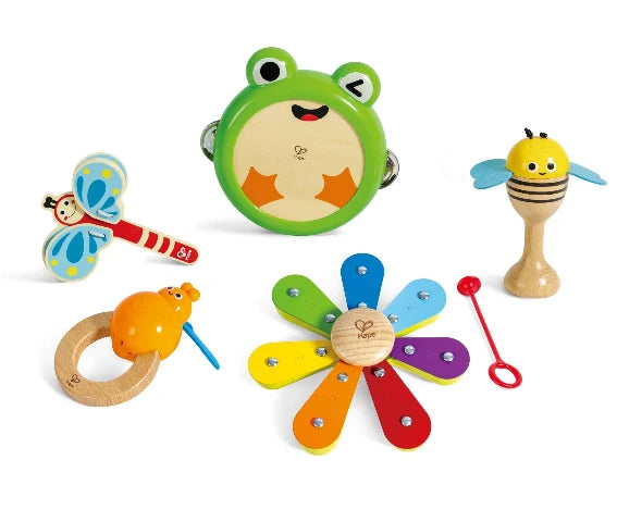 hape music Sale Free Shipping Hape Mini Band Wooden Instrument Set for Toddlers Kids 5 Pieces Walmart