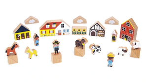 Janod Cross Roads Countryside Blocks - Treasure Island Toys