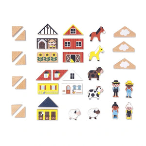 Janod Cross Roads Countryside Blocks - Treasure Island Toys