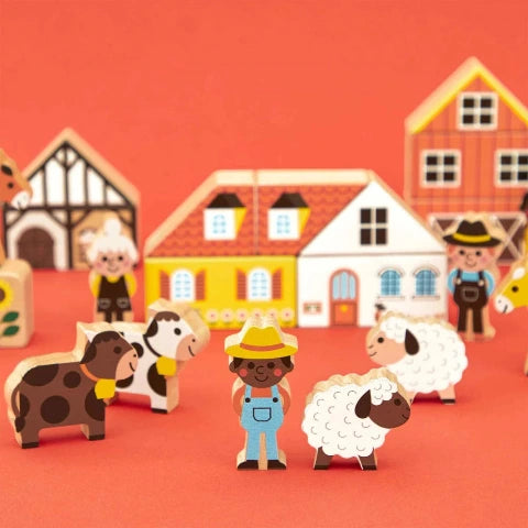 Janod Cross Roads Countryside Blocks - Treasure Island Toys