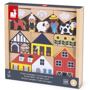 Janod Cross Roads Countryside Blocks - Treasure Island Toys
