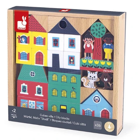 Janod Cross Roads City Blocks - Treasure Island Toys