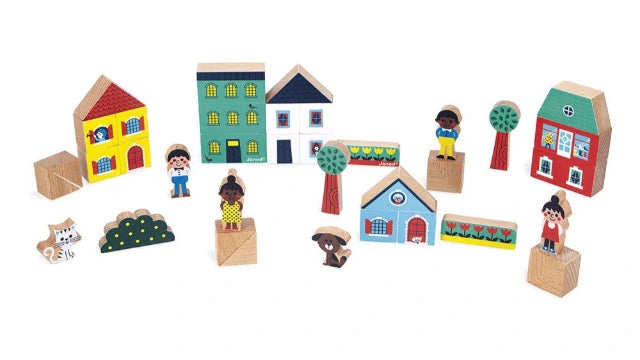 Janod Cross Roads City Blocks - Treasure Island Toys