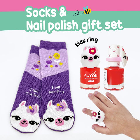 Suyon Socks & Nail Polish - Llama, 8-10 Years - Treasure Island Toys