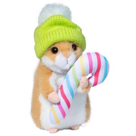 Douglas Cuddle Christmas Hamster with Candy Cane