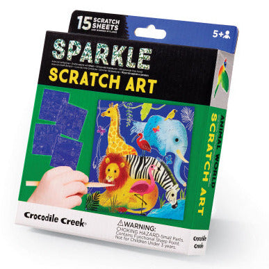 Crocodile Creek Art Sparkle Scratch Art Animal World - Treasure Island Toys