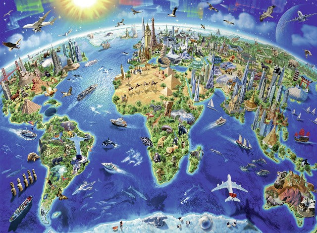 Ravensburger Puzzle 300 Piece, World Landmarks Map - Treasure Island Toys