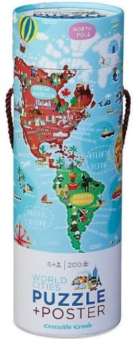 Crocodile Creek Poster Puzzle - World Cities, 200 Piece - Treasure Island Toys