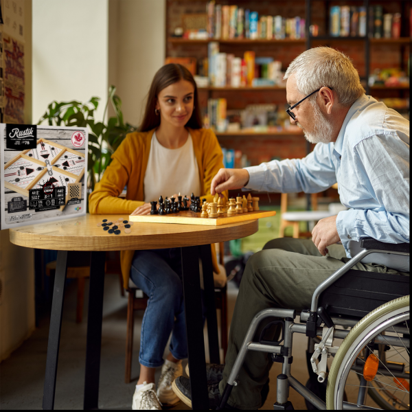 Rustik 3in1 Crazy 4 Player Sling Puck/Chess/Checkers - Treasure Island Toys