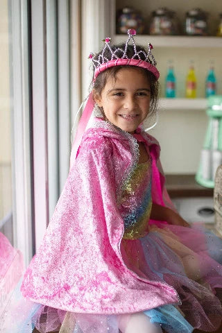 Great Pretenders Cape - Diamond Sparkle Hot Pink, Size 5-7 - Treasure Island Toys