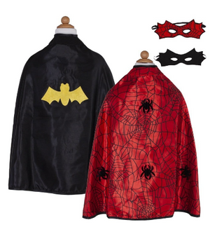 Great Pretenders Cape - Reversible Spider/Bat with Mask, Size 3-4 - Treasure Island Toys