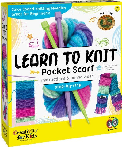 Creativity for Kids Learn to Knit Pocket Scarf - Treasure Island Toys