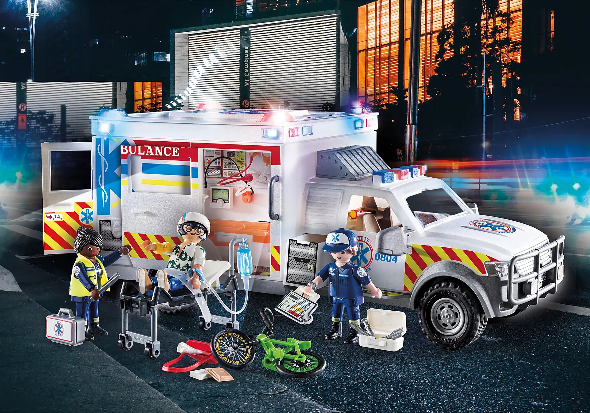 Playmobil City Action Rescue Vehicles: Ambulance with Lights & Sound - Treasure Island Toys