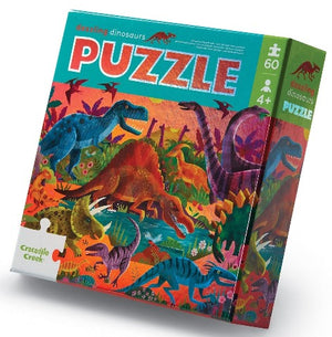 Crocodile Creek Puzzle Holographic Dazzling Dinosaurs, 60 Piece - Treasure Island Toys