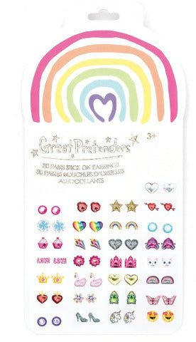 Great Pretenders Fashion - Rainbow Love Stick-on Earrings - Treasure Island Toys