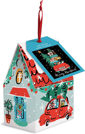 Galison Mudpuppy Christmas Car 130 Piece Puzzle Ornament - Treasure Island Toys