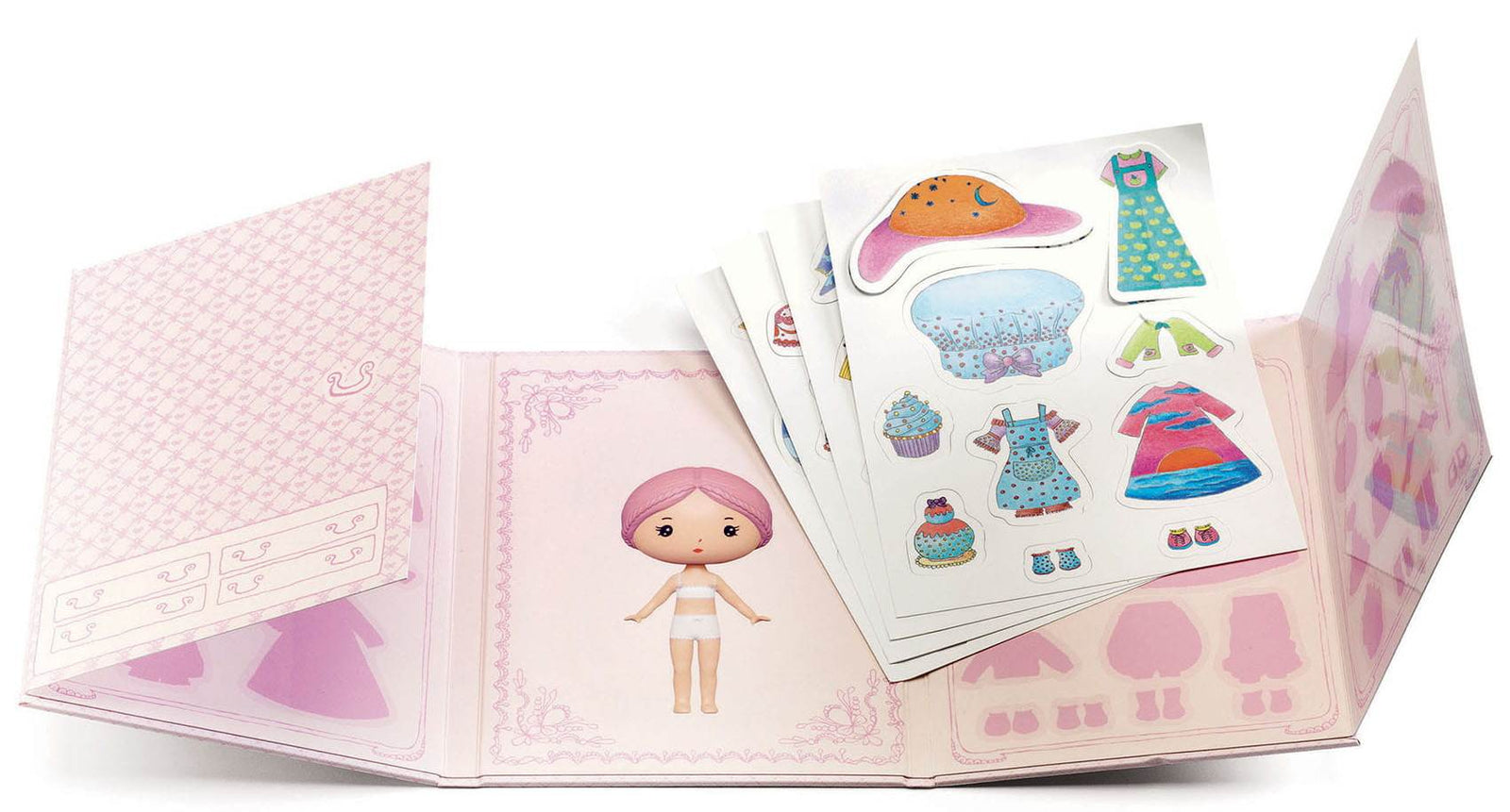Djeco Tinyly - Sticker Paper Doll Miss Lilypink - Treasure Island Toys