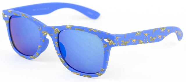 Sunglasses Griffin Rubberized Blue with Dino Pattern/Ice Blue Revo - Treasure Island Toys