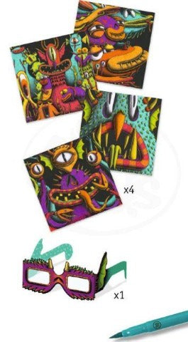 Djeco Art Kit - Colouring 3D Funny Freaks - Treasure Island Toys