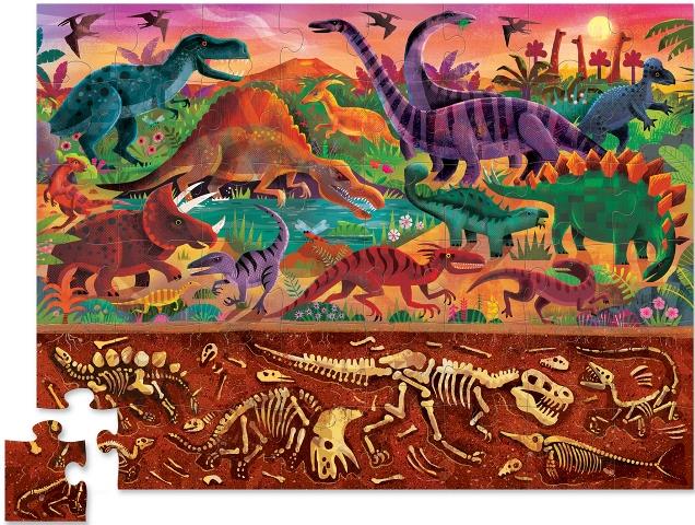 Crocodile Creek Above & Below Puzzle Dinosaur World, 48 Piece - Treasure Island Toys