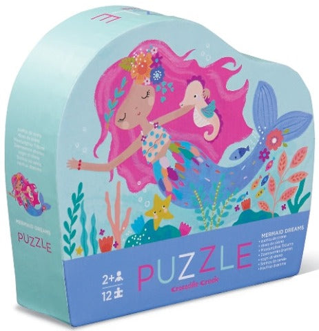 Crocodile Creek Mini Shaped Puzzle Mermaid Dreams, 12 Piece - Treasure Island Toys
