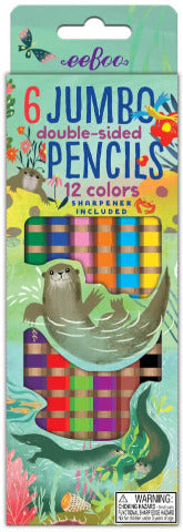 Eeboo Art - Playful Otters Jumbo Double-Ended Coloured Pencils - Treasure Island Toys