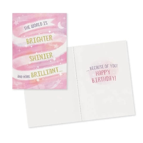 Greeting Card Birthday - Glitter Pink Ribbon Birthday - Treasure Island Toys