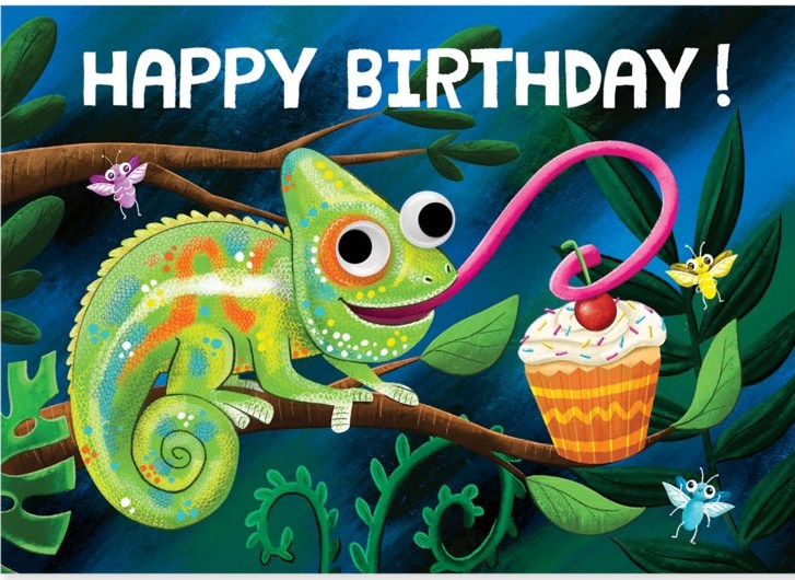 Greeting Card Birthday - Googly Eyed Chameleon - Treasure Island Toys