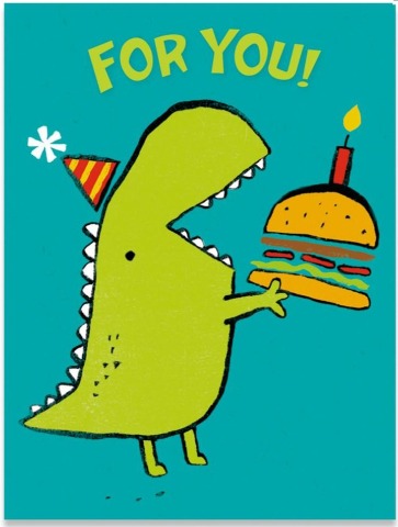 Greeting Card Enclosure - Dino with Birthday Burger - Treasure Island Toys