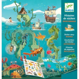 Djeco Art Kit - Sticker Story Adventures of the Sea - Treasure Island Toys