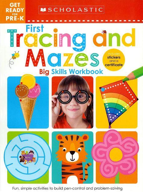 Scholastic Early Learners: Big Skills Workbook Get Ready For Pre-K First Tracing and Mazes - Treasure Island Toys