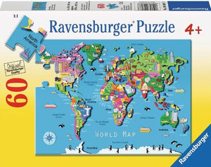 Ravensburger Puzzle 60 Piece, World Map - Treasure Island Toys