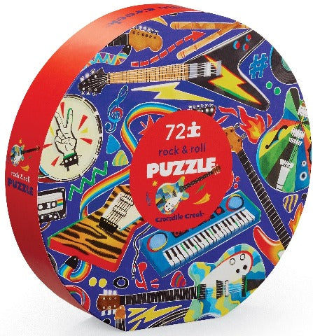 Crocodile Creek Round Box Puzzle Rock & Roll, 72 Piece | Treasure